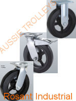 Heavy Duty Castor Black Rubber on Cast Iron Wheel