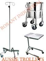 Stainless Steel IV Poles, Table, Bucket and Stand